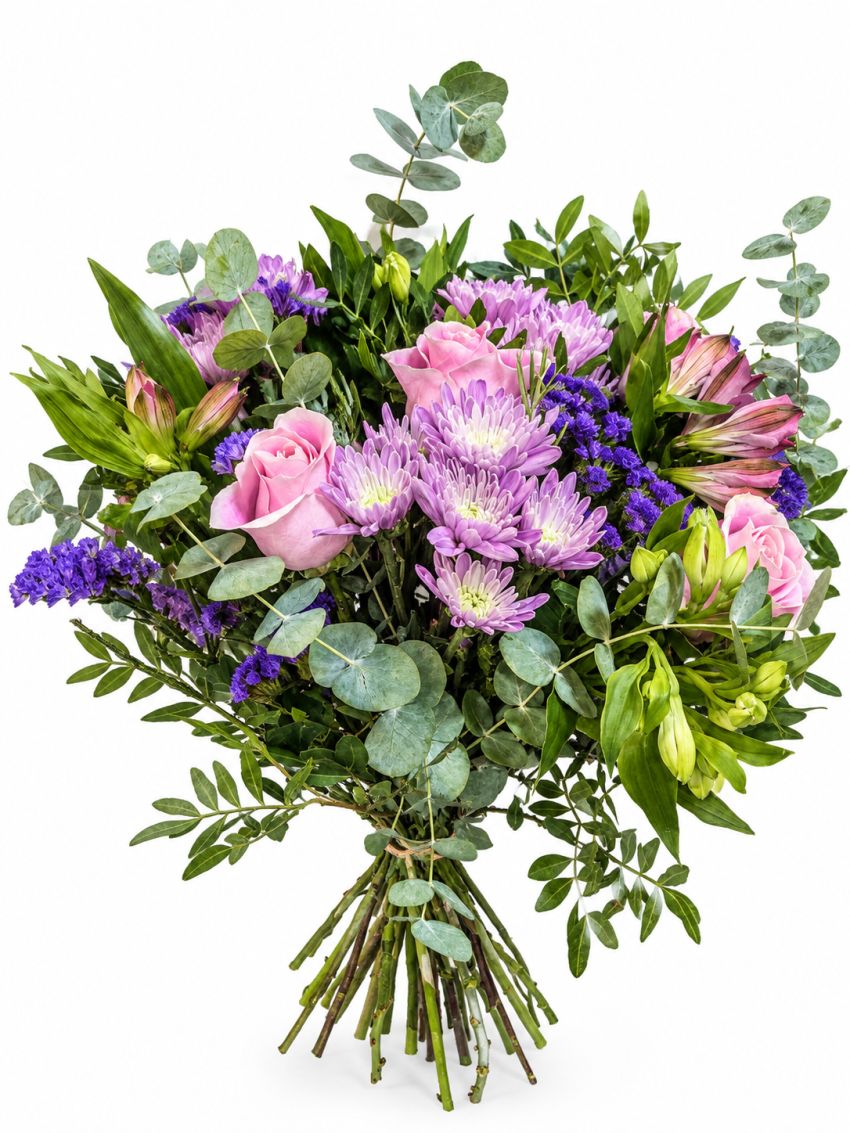ramo floral pastel con eucalipto