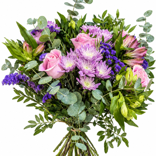 ramo floral pastel con eucalipto